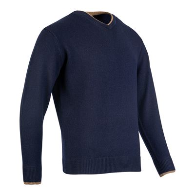 Sweter ASHCOMBE z dekoltem w kształcie litery V z wełny jagnięcej NIEBIESKI JACK PYKE JVNECASHNAV 3