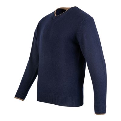 Sweter ASHCOMBE z dekoltem w kształcie litery V z wełny jagnięcej NIEBIESKI JACK PYKE JVNECASHNAV 4