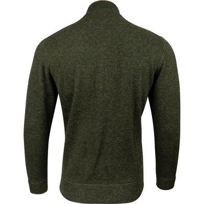 Sweter ASHCOMBE z zamkiem błyskawicznym, wełna jagnięca DARK OLIVE