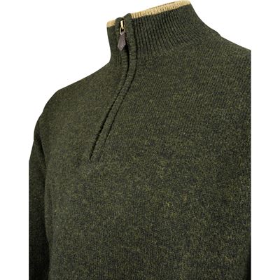 Sweter ASHCOMBE z zamkiem błyskawicznym, wełna jagnięca DARK OLIVE