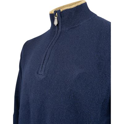 Sweter ASHCOMBE z zamkiem błyskawicznym, wełna jagnięca NAVY BLUE
