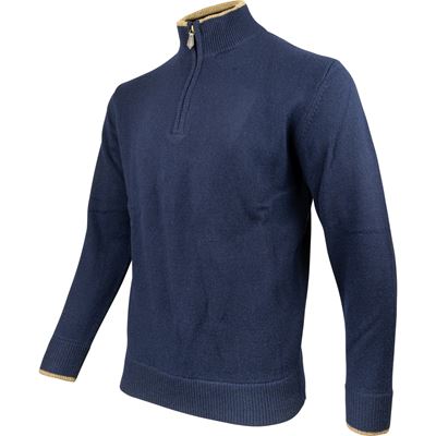 Sweter ASHCOMBE z zamkiem błyskawicznym z wełny jagnięcej NAVY BLUE