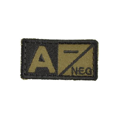 Plaster z grupą krwi A NEG VELCRO GREEN