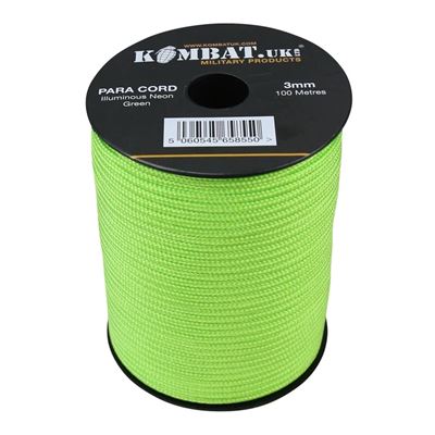 Przewód PARA CORD ø 3 mm / 100 m NEON GREEN