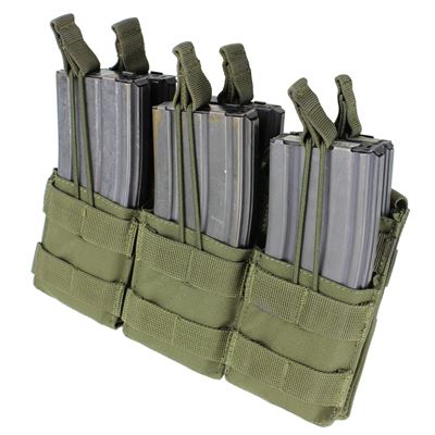 Potrójna torba MOLLE na zapas. 6xM16 otwarta ZIELONA