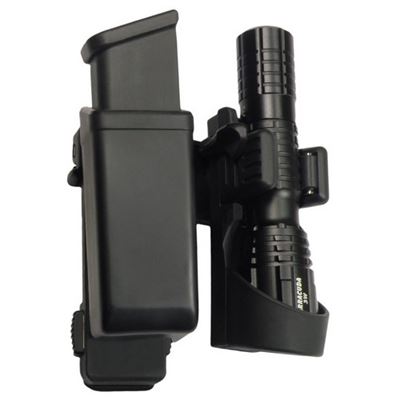 Kabura obrotowa MOLLE na magazynek 9 mm LUGER i latarkę