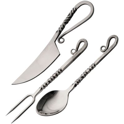 Sztućce polerowane TWISTED w skórzanym etui