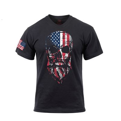 Koszulka z motywem USA brodata czaszka BLACK