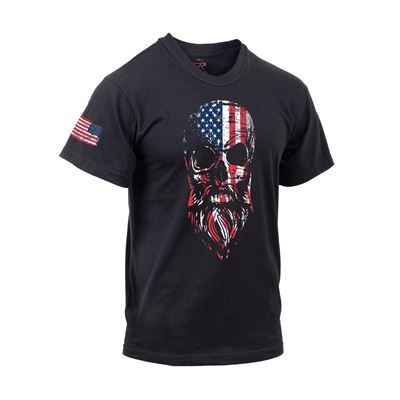 Koszulka z motywem USA brodata czaszka BLACK