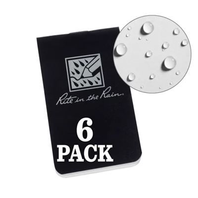 Notatnik wodoodporny On-The-Go 6 sztuk CZARNY