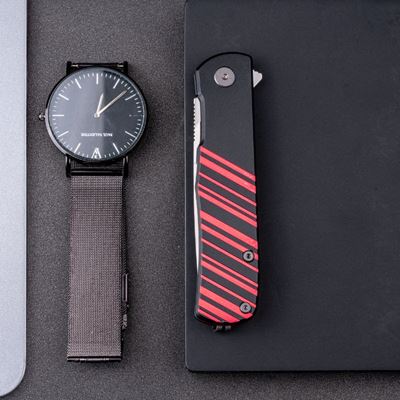 Nóż KARLY gładkie ostrze BLACK/RED