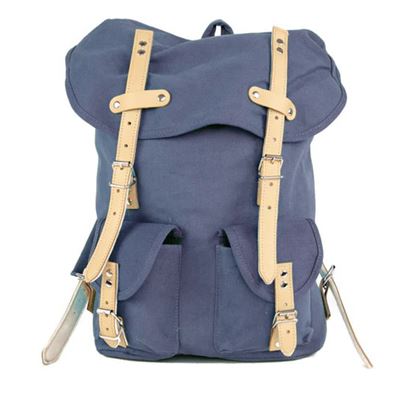 Plecak HIKING 15l z elementami skórzanymi NIEBIESKI