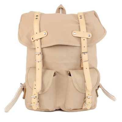 Plecak HIKING 15l z elementami skórzanymi KHAKI