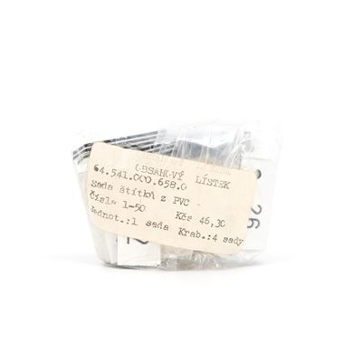 Kwadratowe etykiety PVC BIAŁE zestaw numerów 1-50
