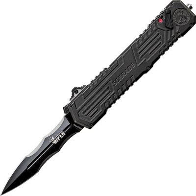 Nóż z ostrzem typu switchblade VIPER 3. generacji CZARNY