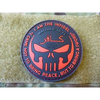 Plastikowa naszywka INFIDEL PUNISHER BLACK/RED