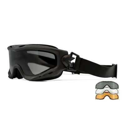 Gogle taktyczne SPEAR DUAL LENS zestaw 3 okularów z ramką BLACK