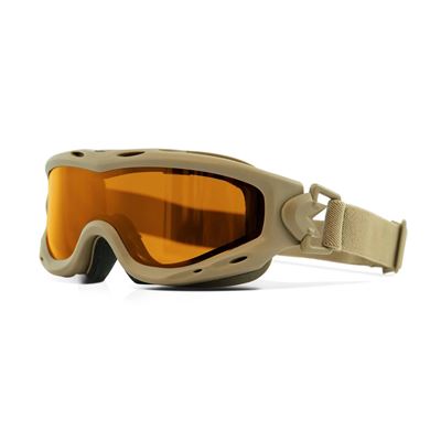 Gogle taktyczne SPEAR DUAL LENS zestaw 3 okularów oprawka TAN