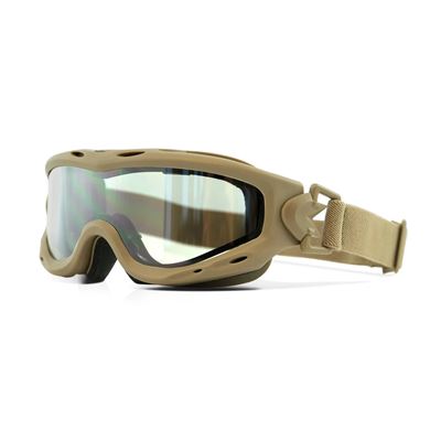 Gogle taktyczne SPEAR DUAL LENS zestaw 3 okularów oprawka TAN