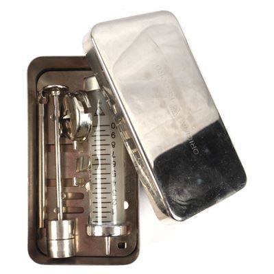 Strzygacz do zastrzyków 10 ml w metalowym pudełku