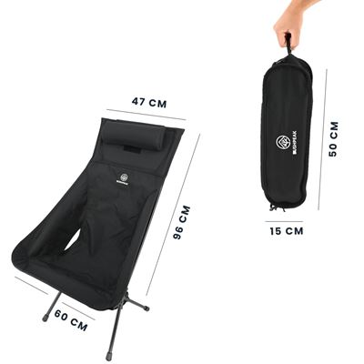 Židle Wildscape vysoká lehká skládací ČERNÁ