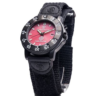 Zegarek FIRE FIGHTER z nylonowym paskiem CZARNY/CZERWONY