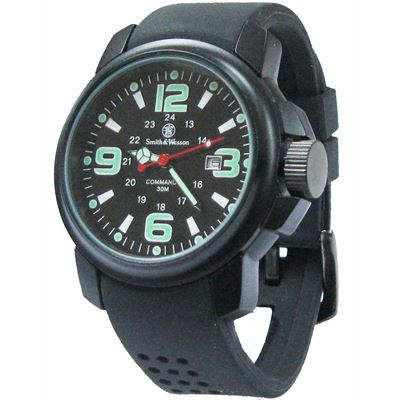 Zegarek COMMANDO 30M z gumowym paskiem BLACK