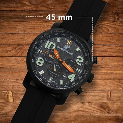 Gumowy pasek do zegarka CHRONOGRAPH CZARNY