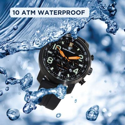 Gumowy pasek do zegarka CHRONOGRAPH CZARNY