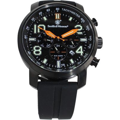 Gumowy pasek do zegarka CHRONOGRAPH CZARNY