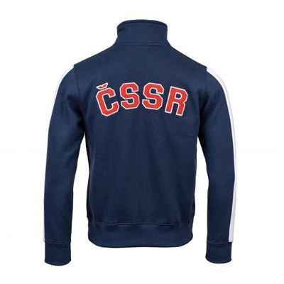 Retro czechosłowacka bluza z kapturem w paski NIEBIESKA