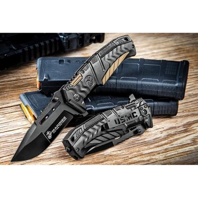 Nóż składany USMC LINERLOCK z gładkim ostrzem CZARNY United Cutlery UC3228 4