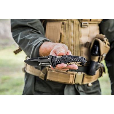 Nóż składany USMC LINERLOCK z gładkim ostrzem CZARNY United Cutlery UC3228 3