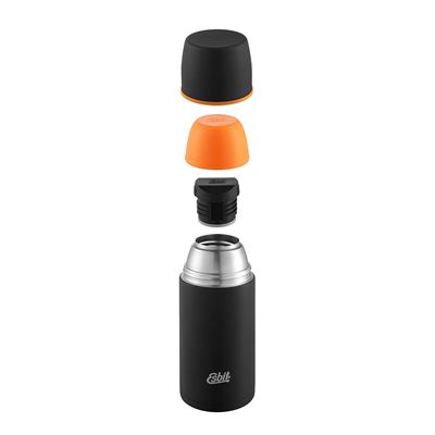 Termos ze stali nierdzewnej z dwoma zakrętkami 500ml CZARNY